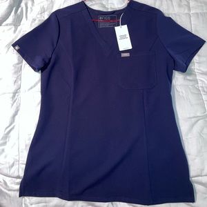Figs Slim Catarina- Women One Pocket Scrub Top - Navy NWT